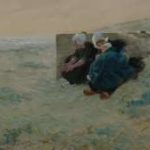 Bartels H. von - Twee vrouwen en kind wachtend in de duinen, gouache op papier 29,7 x 40,6 cm, gesigneerd l.o. en gedateerd 'München 1893'