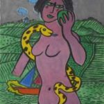 Corneille ('Corneille' Guillaume Beverloo) - Légende d’une reine: Eva, kleurenlitho op papier 67 x 53,5 cm, gesigneerd r.o. (in potlood) en gedateerd '98 (in potlood)