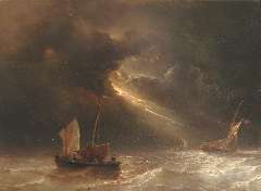 Meijer J.H.L. - Onweer op volle zee, olieverf op paneel 30,6 x 42 cm, gesigneerd l.o.