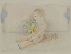Westerik J. - Kind met feestster, inkt, krijt, aquarel en dekwit op Japans papier 21,1 x 27 cm, gesigneerd m.o. en m.o. onder passe-partout en gedateerd 1977