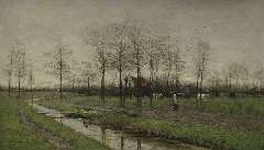 Maris  W. - Vroeg in ’t voorjaar, olieverf op doek 66 x 111,2 cm, gesigneerd l.o. en te dateren ca. 1875