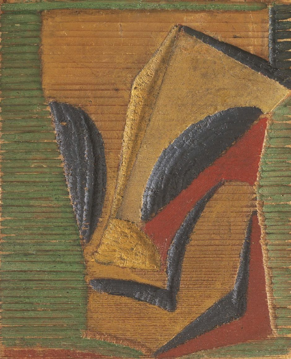 Otto van Rees - Mannenkop, polychroom houtreliëf 15,4 x 12,5 cm , te dateren ca. 1910