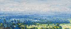 Gouwe A.H. - Limburgs landschap met korenschoven, olieverf op doek 24,7 x 58 cm , gesigneerd l.o. en gedateerd 1917