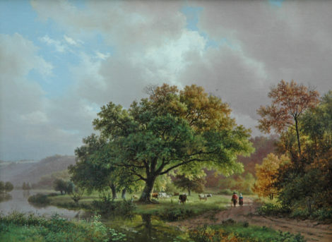Koekkoek B.C. - Wodanseiken langs ‘Het Meertje’ (Wylerbergmeer) te Beek bij Nijmegen, olieverf op doek 39 x 53 cm, gesigneerd r.o. en gedateerd 1840
