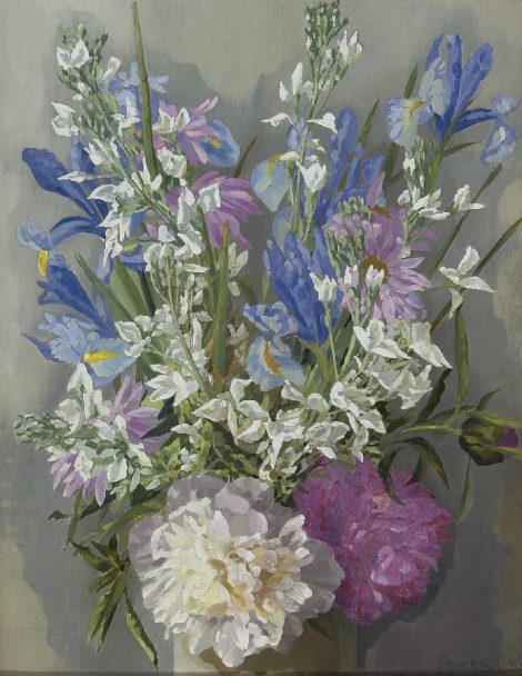 Edgar Fernhout - Bloemen, olieverf op paneel 40,8 x 31,7 cm, gesigneerd rechtsonder en gedateerd '46