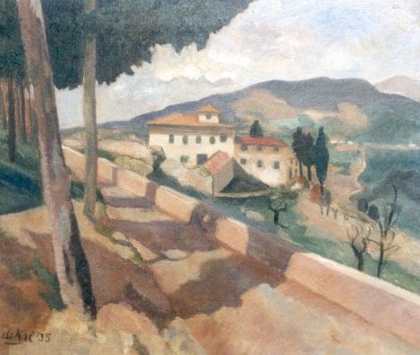 Otto B. de Kat - Landschap in Italië, olieverf op doek 46,2 x 54,0 cm, gesigneerd linksonder en gedateerd '35