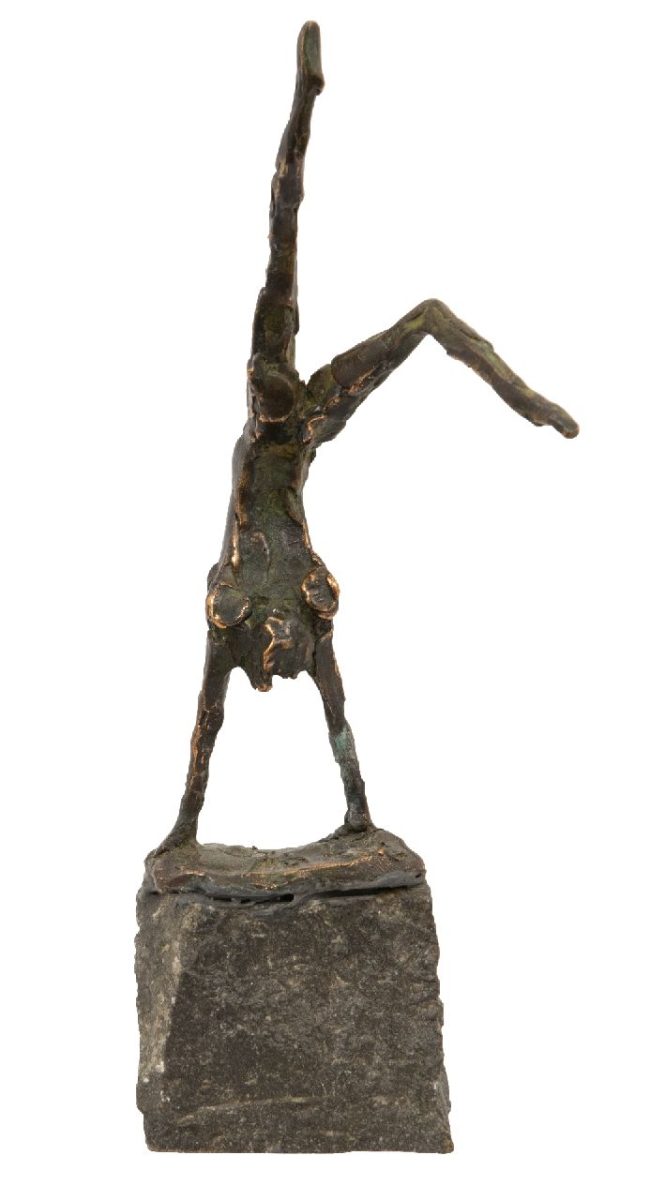 Jits Bakker - Handstand, brons 21,6 x 6,4 cm, gesigneerd op de basis