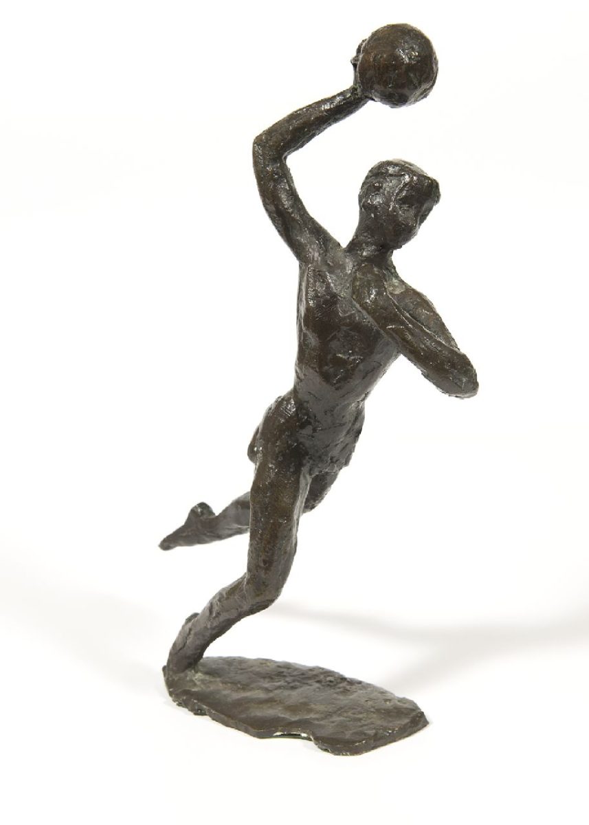 Frits Stapel - De handballer, brons 22,7 x 13,0 cm, gesigneerd op basis met initialen