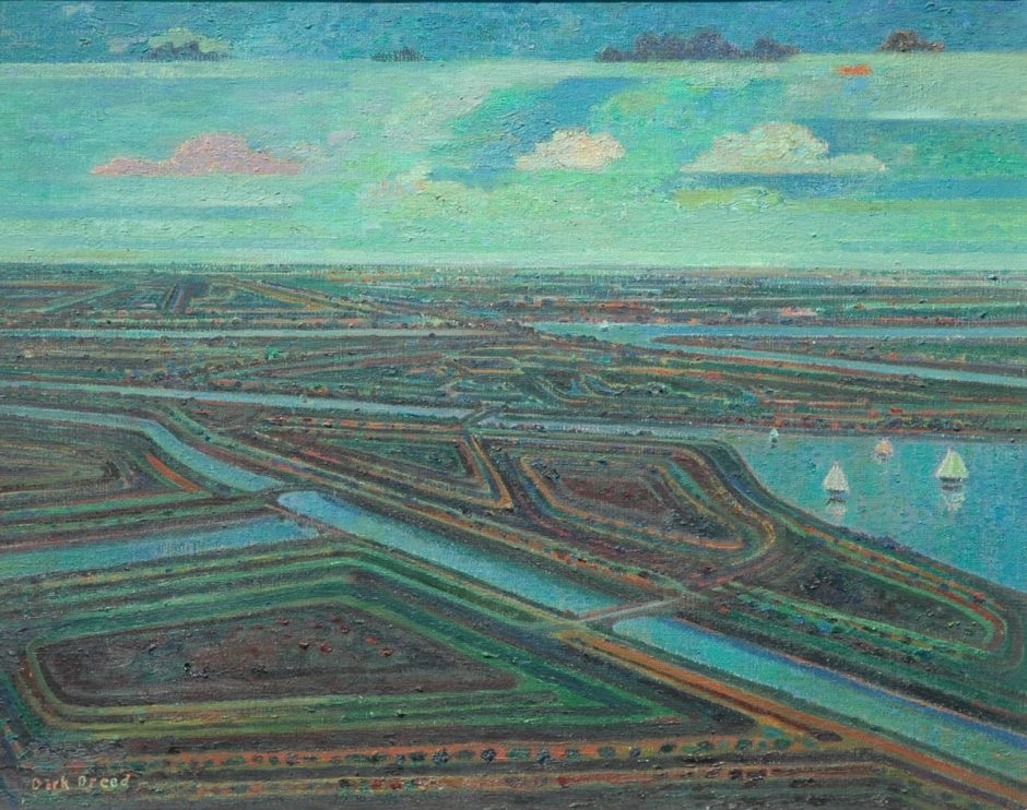 Dirk Breed - Panorama 3, olieverf op doek 40,2 x 49,8 cm , gesigneerd l.o.