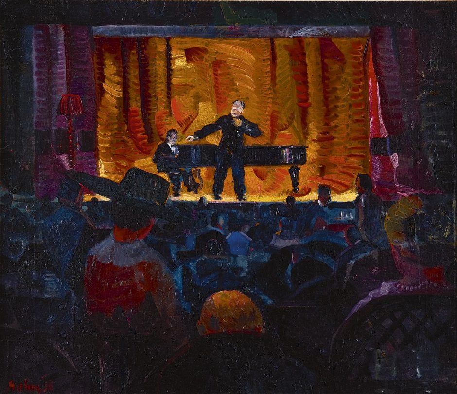 Herman Bieling - Het Cabaret Artistique van J.L. Pisuisse, olieverf op doek 46,2 x 53,5 cm, gesigneerd linksonder