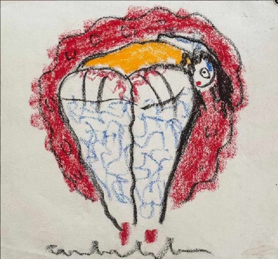 Anton Heyboer - Danseres, krijt op papier 35,9 x 39,6 cm, gesigneerd middenonder