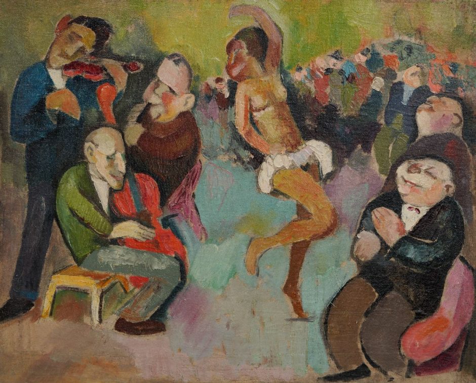 Lou Albert-Lasard - Josephine Baker en trio, olieverf op paneel 51,0 x 62,0 cm